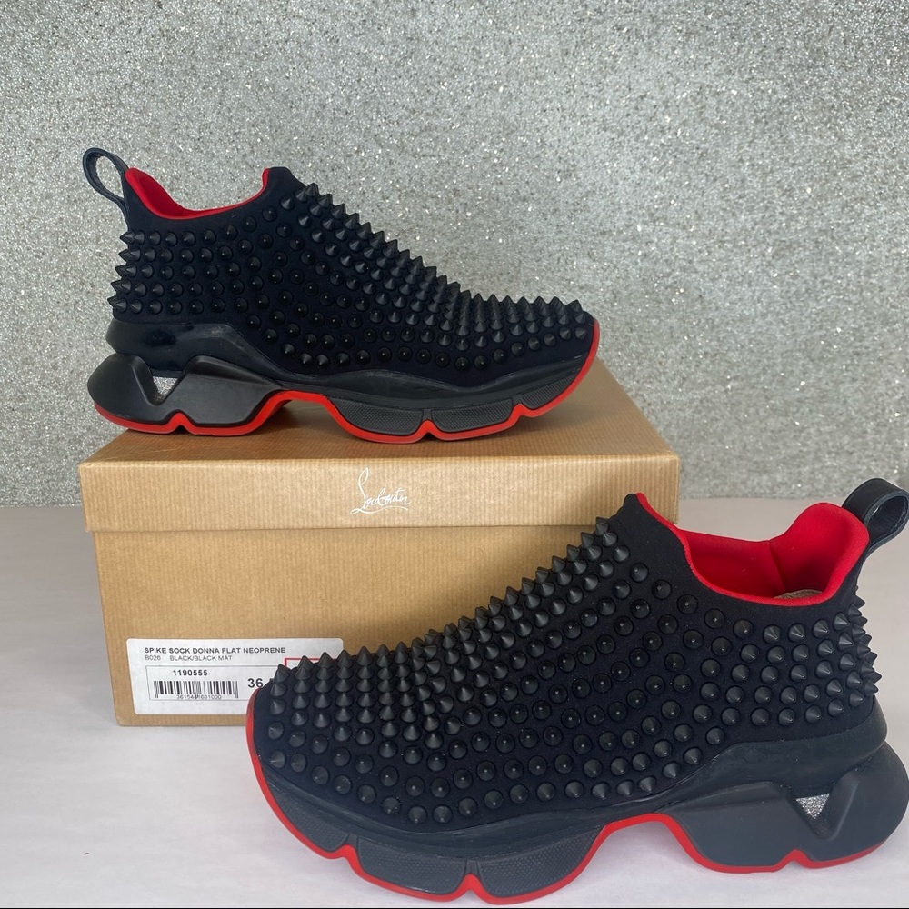 Christian Louboutin Spike Sock Flat Donna Sneakers Black 36.5
